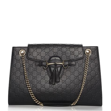 gucci black bag with silver chain|Gucci emily shoulder bag.